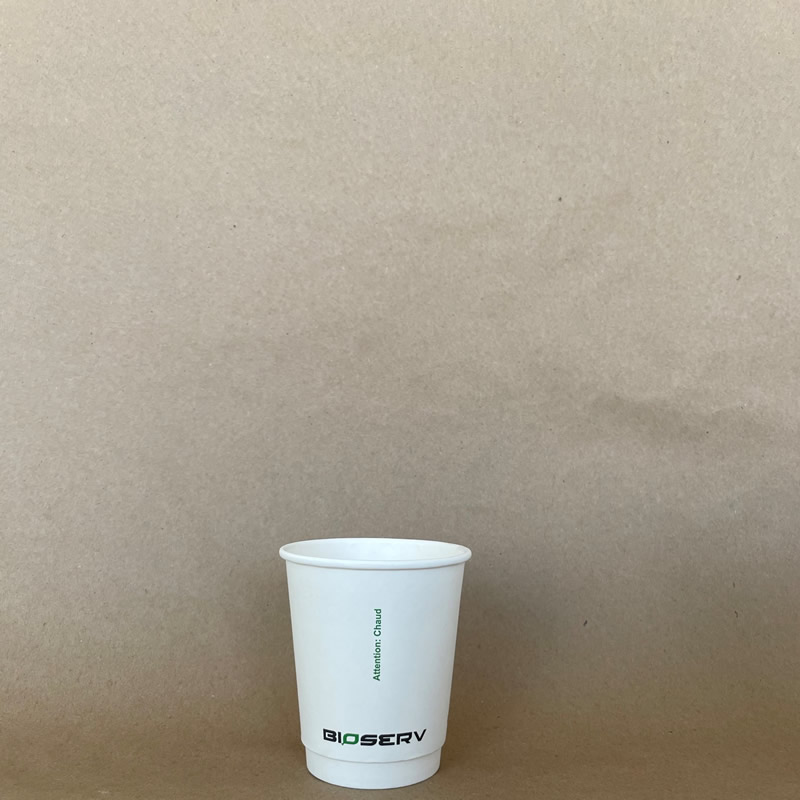 8oz. White Bioserv Double Wall AG Hot Cup BPI